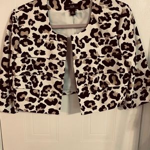 AGB Leopard Print Tiered Cropped Jacket size 12